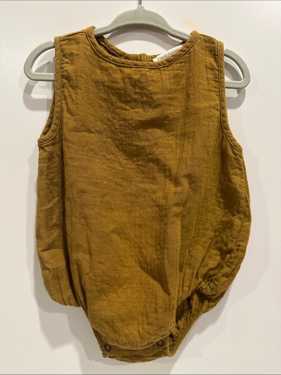 Fin & Vince Other - Fin & Vince Mustard Linen Baby Bubble Romper